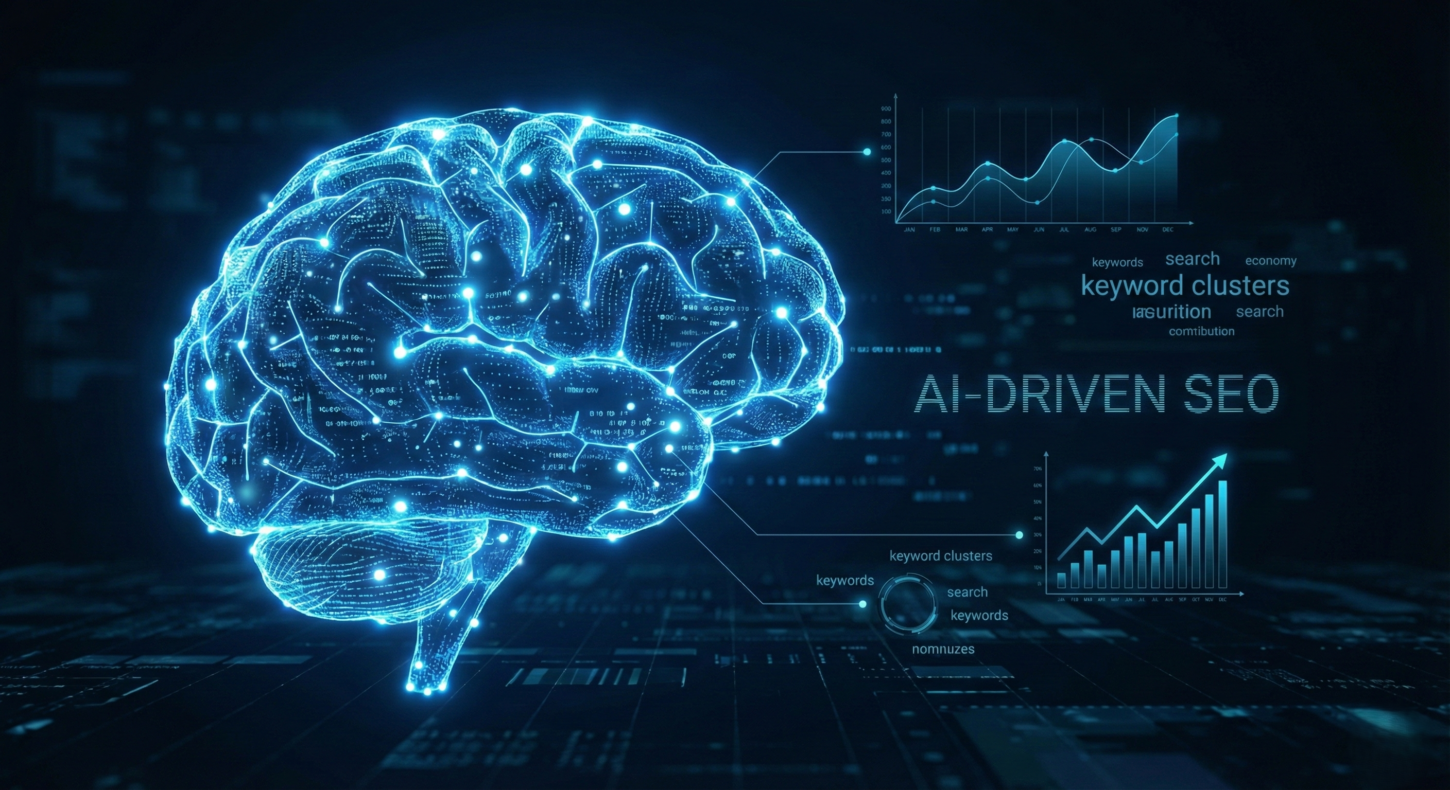 A futuristic "AI brain" or digital network graphic